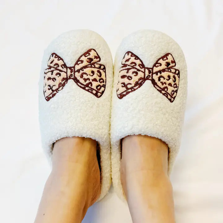 Leopard Bow Slippers