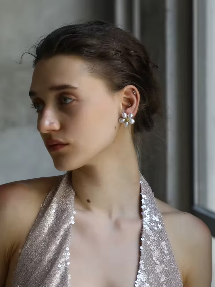 Pearl Flower Stud Earrings