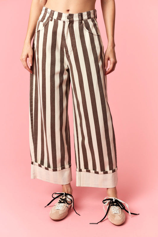 Brown Striped Pants