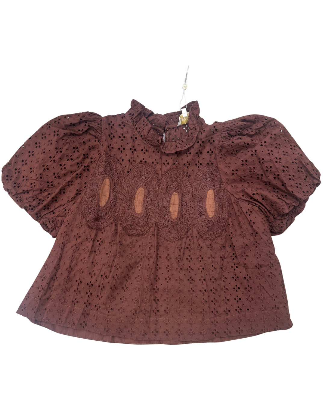 Mocha Eyelet Puff Sleeve Top