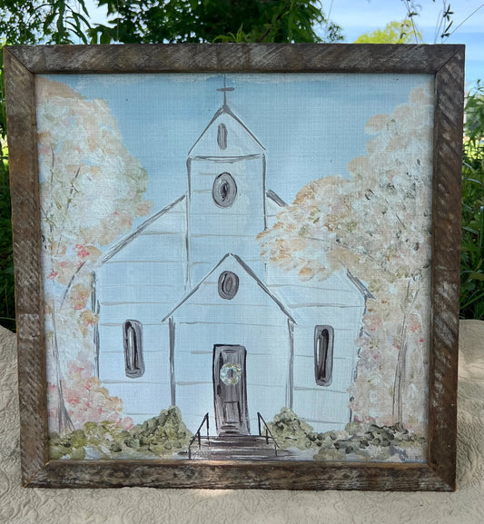 Cherry Blossom Church Art