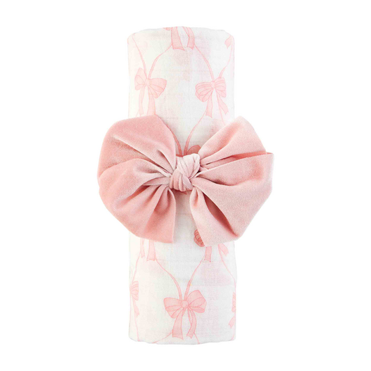 Mud Pie Bow Swaddle Set