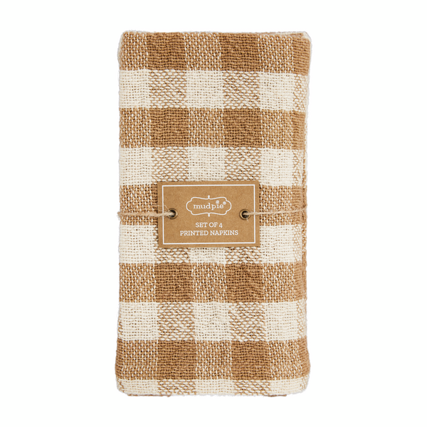 Mud Pie Tan Check Fabric Napkin