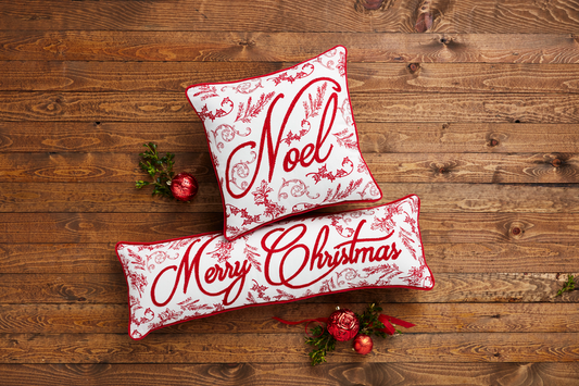 Merry Christmas Toile Pillow