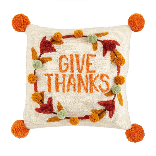 Mud Pie Give Thanks Hooked Pillow