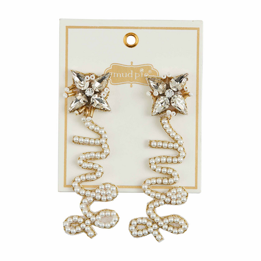 Mud Pie Pearl Mrs. Earrings