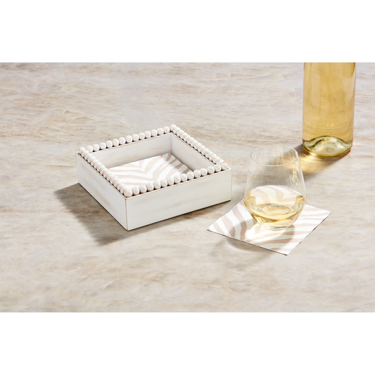 Mud Pie Beaded Wood Napkin Caddy