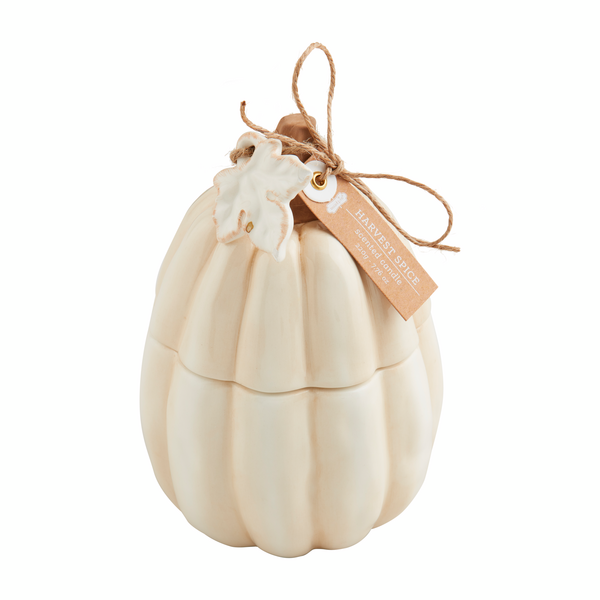 White Ceramic Pumpkin Candle