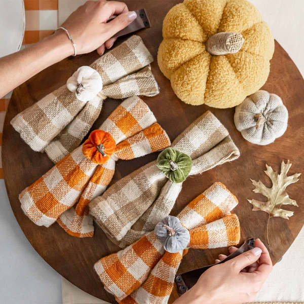 Mud Pie Tan Check Fabric Napkin